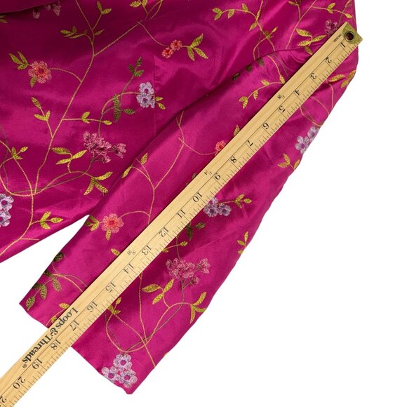 Talbots Floral Pink Pure Silk Cropped Jacket 3/4 Sleeves Peter Pan Collar - Picture 4 of 8